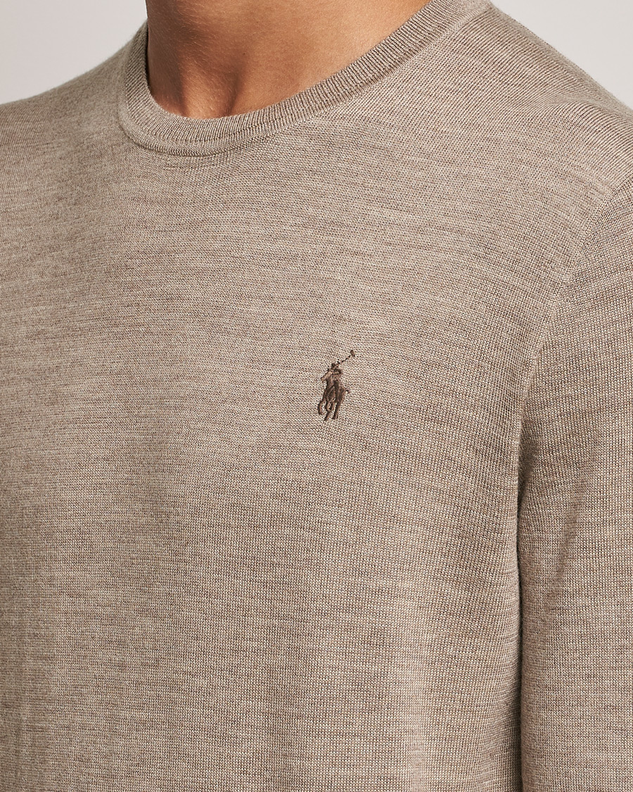 Uomini | Maglieria | Polo Ralph Lauren | Merino Crew Neck Pullover Light Walnut Heather