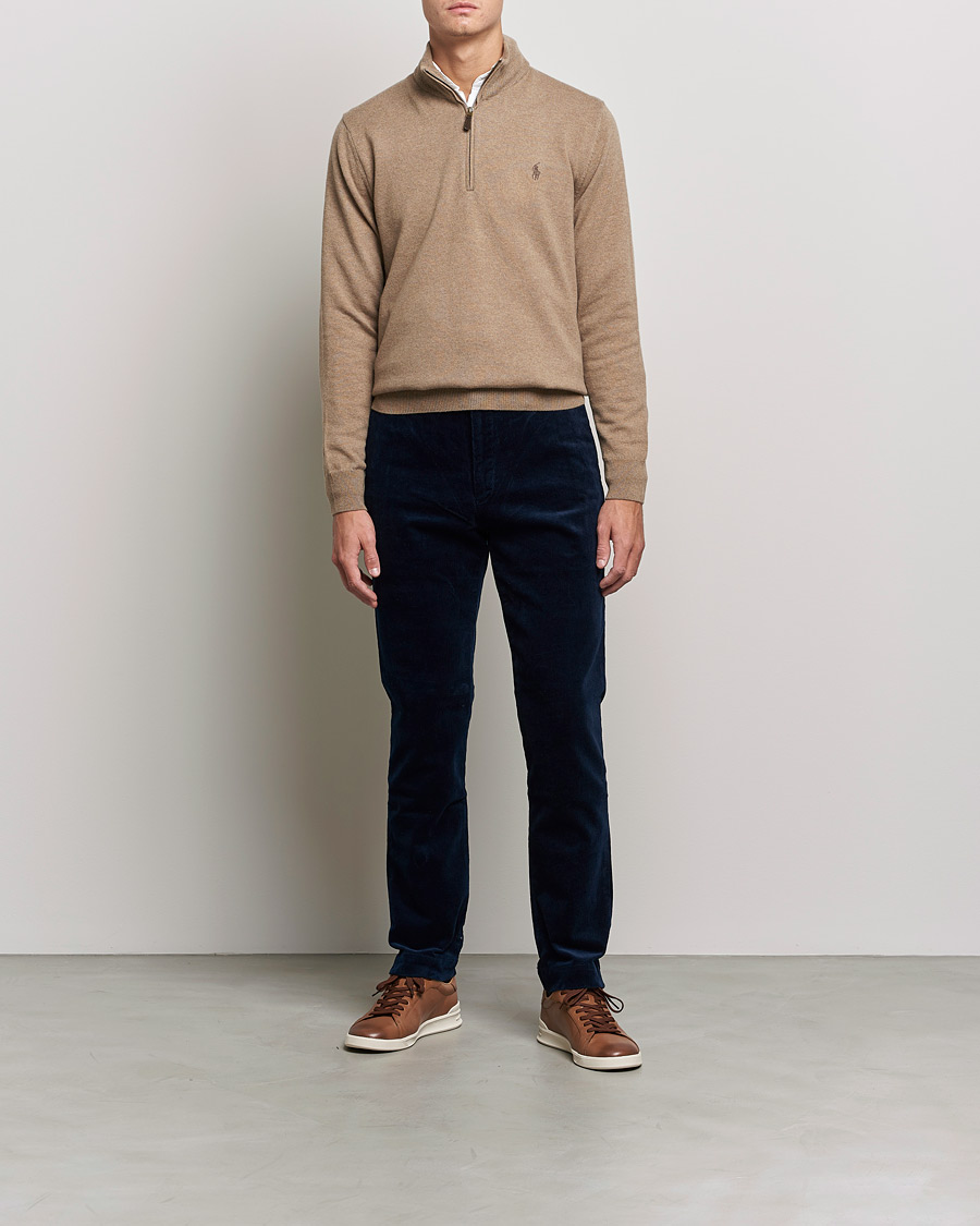 Uomini | Maglieria | Polo Ralph Lauren | Merino Half Zip Sweater Honey Brown Heather
