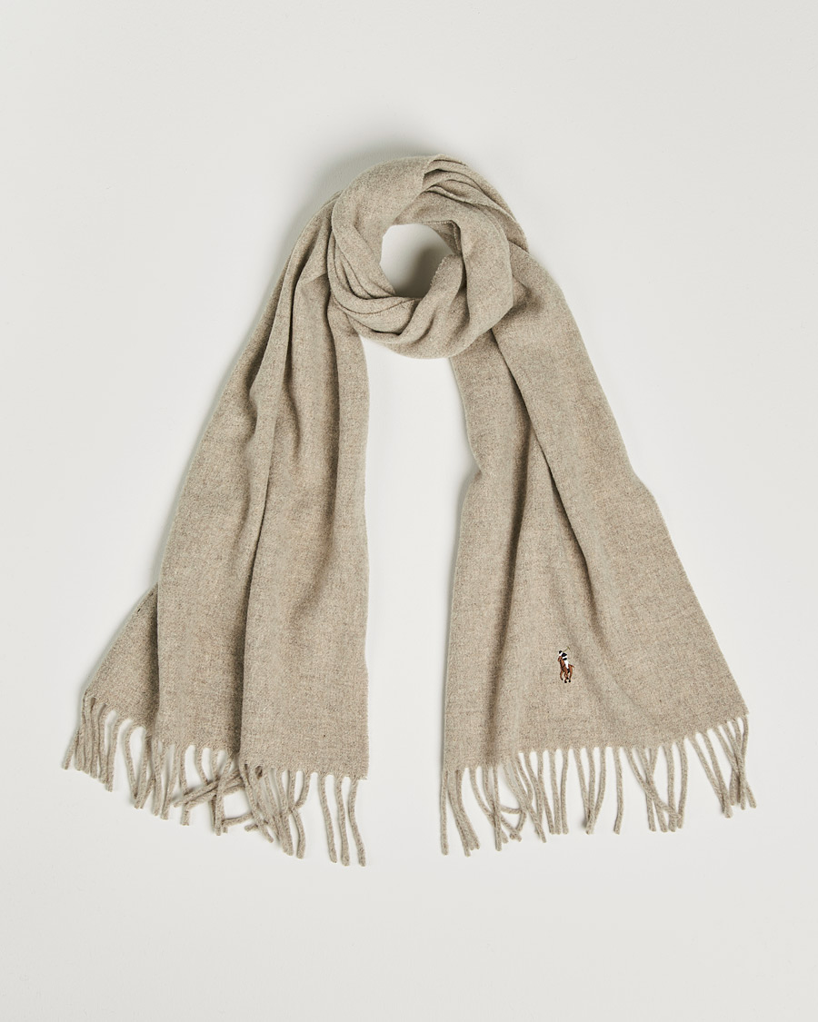 Uomini | Polo Ralph Lauren Signature Wool Scarf Oatmeal Heather | Polo Ralph Lauren | Signature Wool Scarf Oatmeal Heather