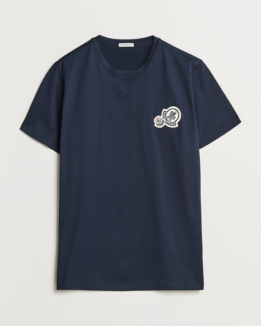 Uomini | T-shirt | Moncler | Double Logo T-Shirt Navy