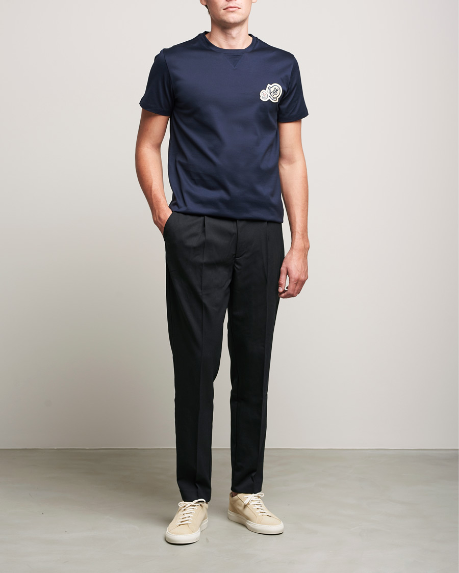 Uomini | T-shirt | Moncler | Double Logo T-Shirt Navy
