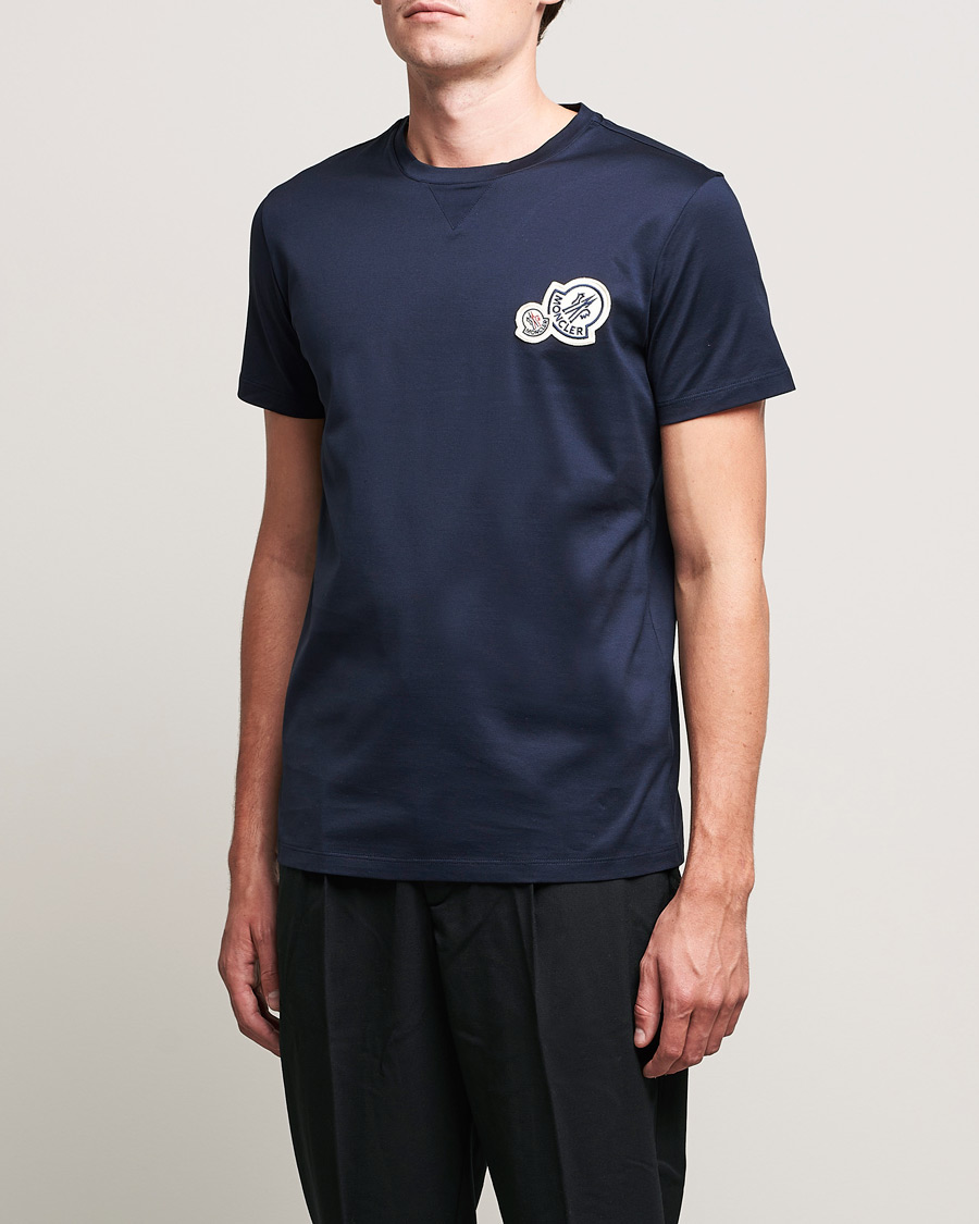 Uomini | T-shirt | Moncler | Double Logo T-Shirt Navy