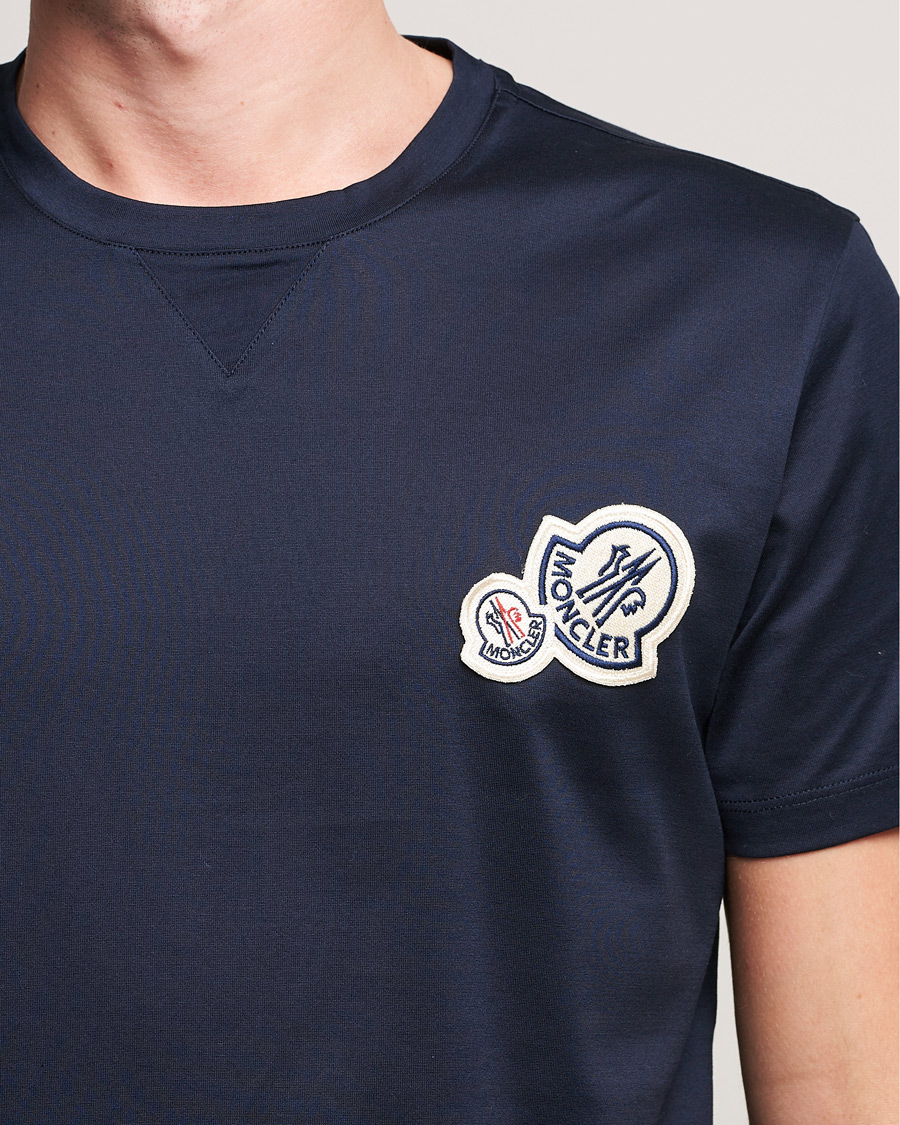 Uomini | T-shirt | Moncler | Double Logo T-Shirt Navy