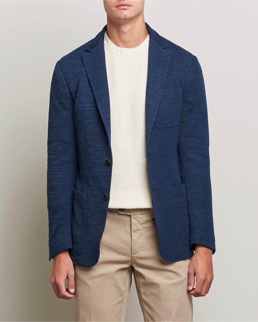 Uomini | Blazers | Canali | Structured Wool Jersey Jacket Dark Blue