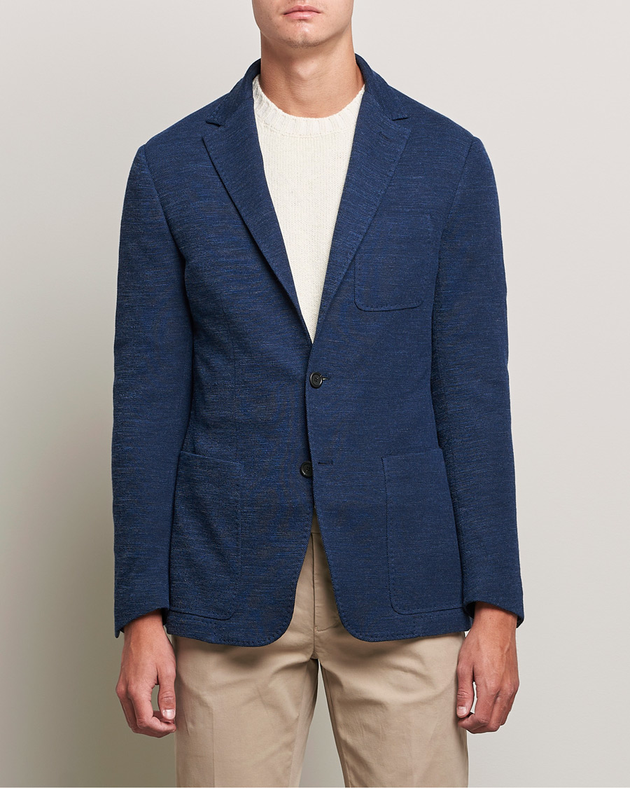 Uomini | Blazers | Canali | Structured Wool Jersey Jacket Dark Blue