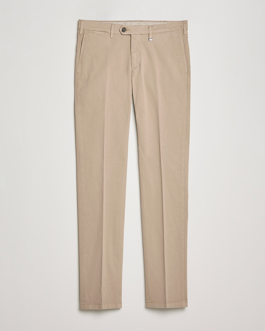 Uomini | Pantaloni | Canali | Slim Fit Twill Cotton Chinos Beige