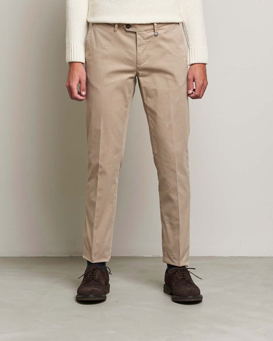 Uomini | Pantaloni | Canali | Slim Fit Twill Cotton Chinos Beige