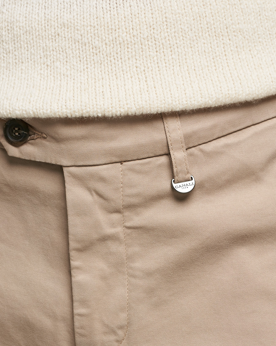 Uomini | Pantaloni | Canali | Slim Fit Twill Cotton Chinos Beige