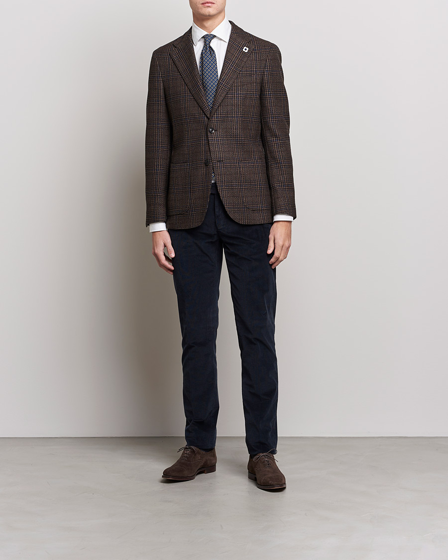 Uomini | Pantaloni | Canali | Slim Fit Corduroy Trousers Navy