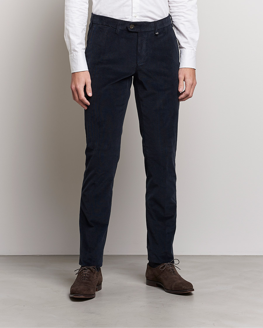 Uomini | Pantaloni | Canali | Slim Fit Corduroy Trousers Navy