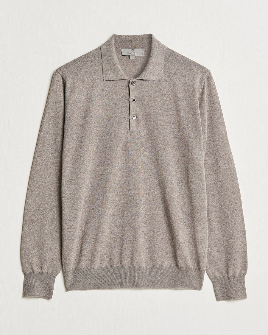 Uomini | Maglieria | Canali | Merino Wool Knitted Polo Taupe