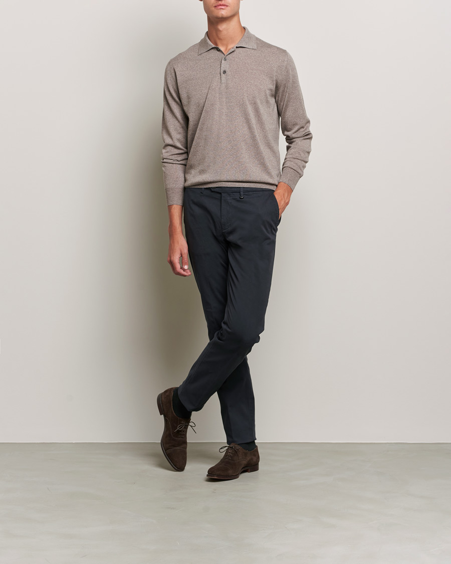 Uomini | Maglieria | Canali | Merino Wool Knitted Polo Taupe