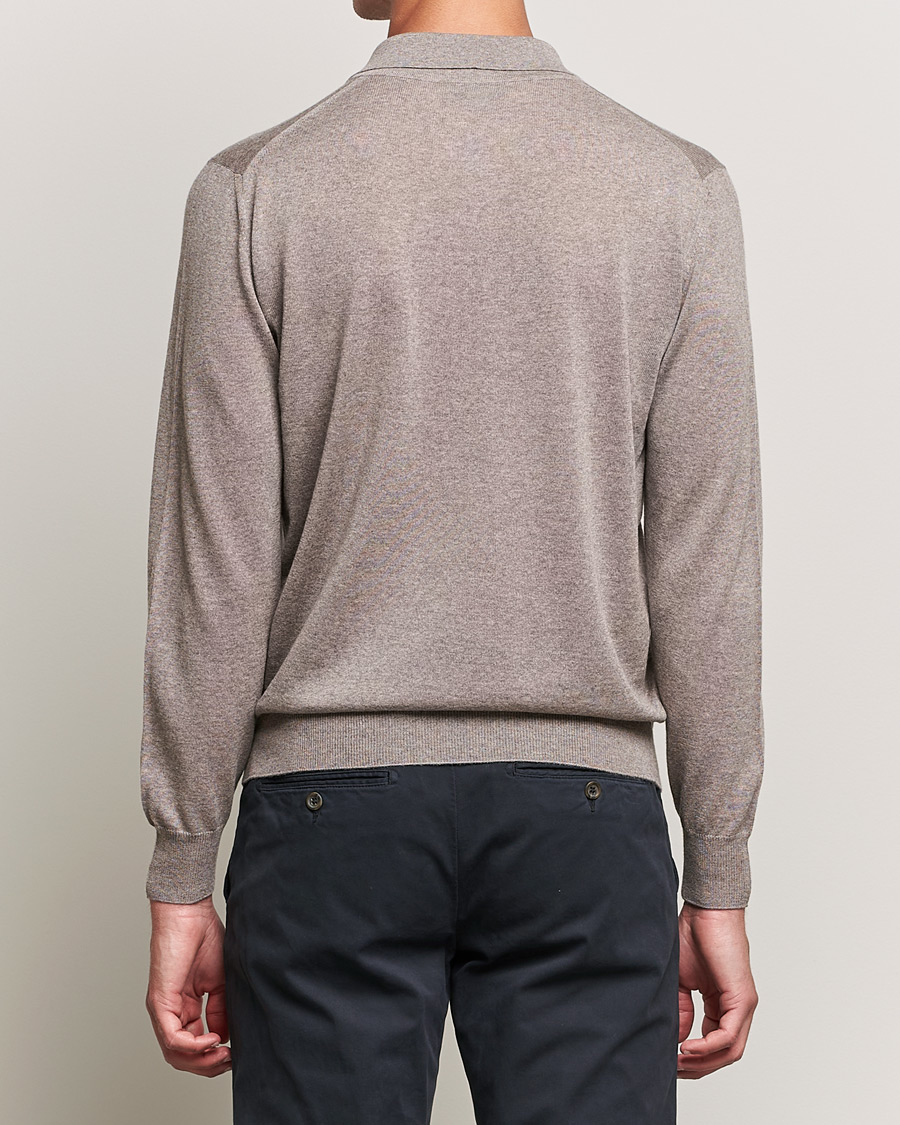 Uomini | Maglieria | Canali | Merino Wool Knitted Polo Taupe