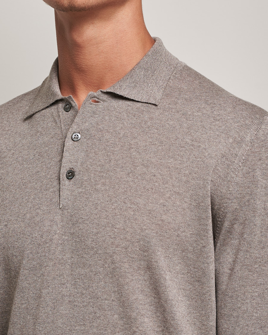 Uomini | Maglieria | Canali | Merino Wool Knitted Polo Taupe