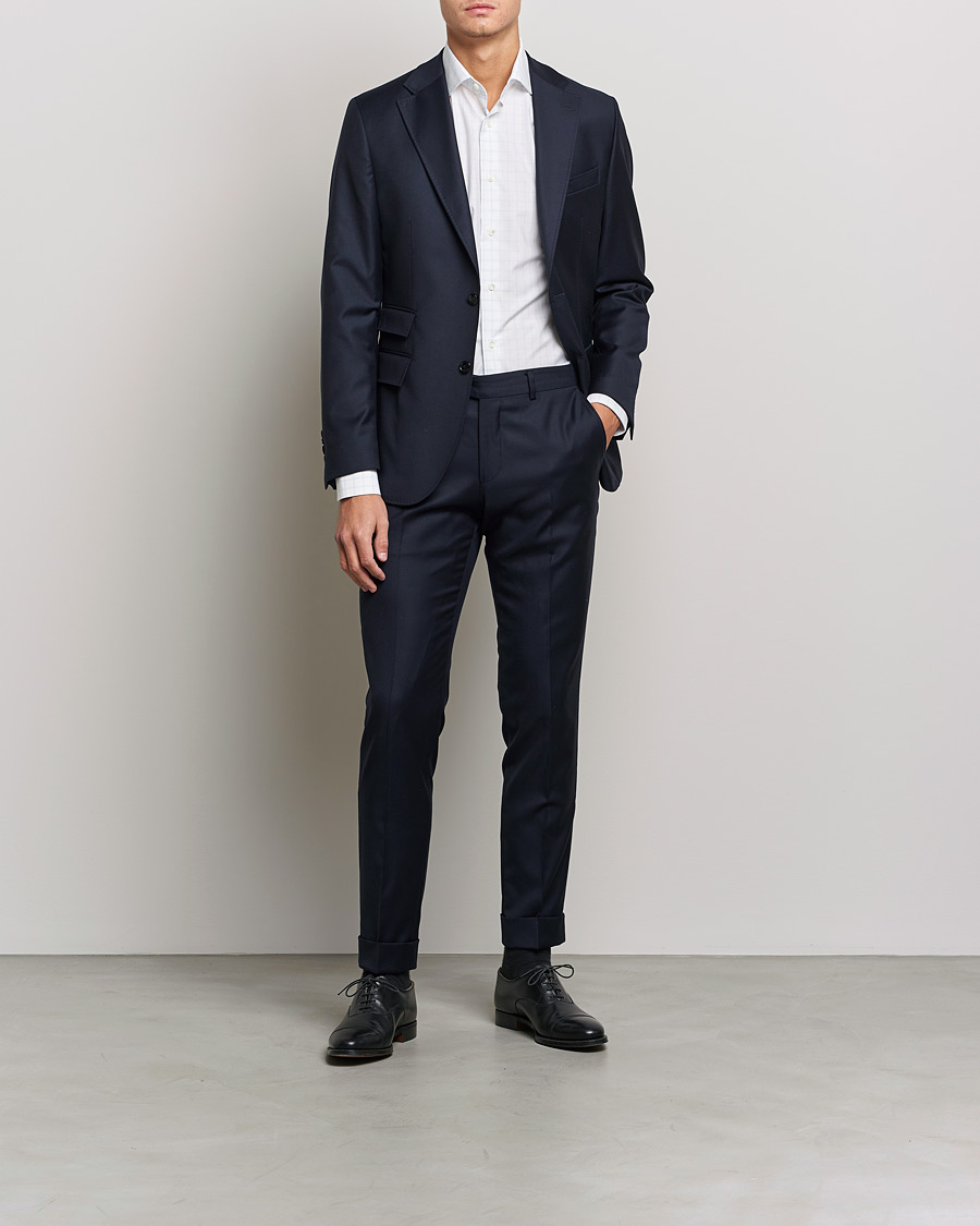 Uomini | Camicie | Canali | Slim Fit Cut Away Shirt Blue Check