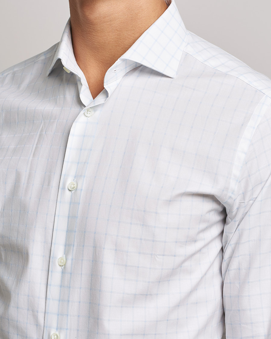 Uomini | Camicie | Canali | Slim Fit Cut Away Shirt Blue Check