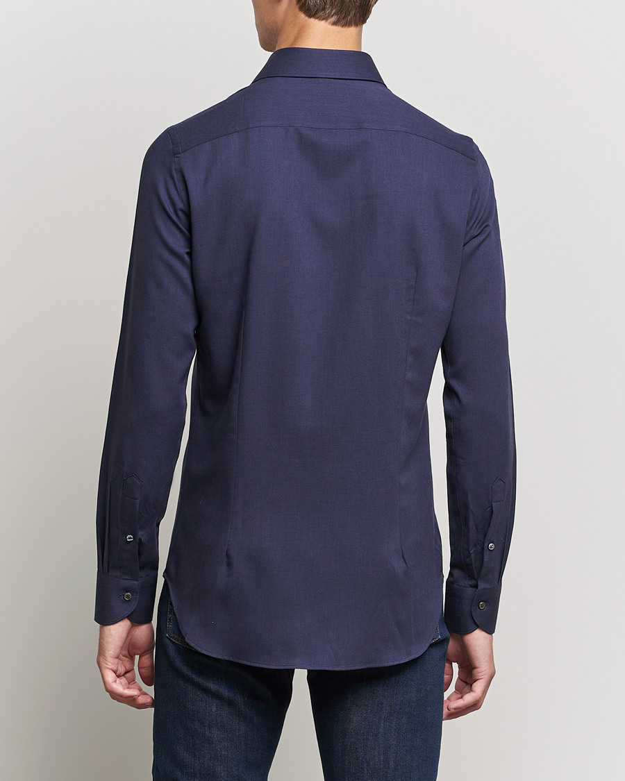 Uomini | Camicie | Canali | Slim Fit Flannel Shirt Navy