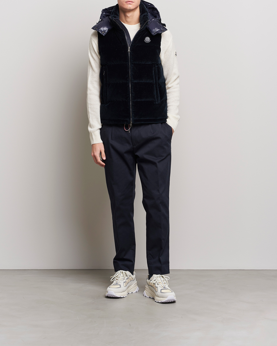 Uomini | Giacche | Moncler | Vexin Velvet Down Vest Dark Blue