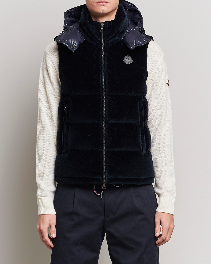 Uomini | Giacche | Moncler | Vexin Velvet Down Vest Dark Blue