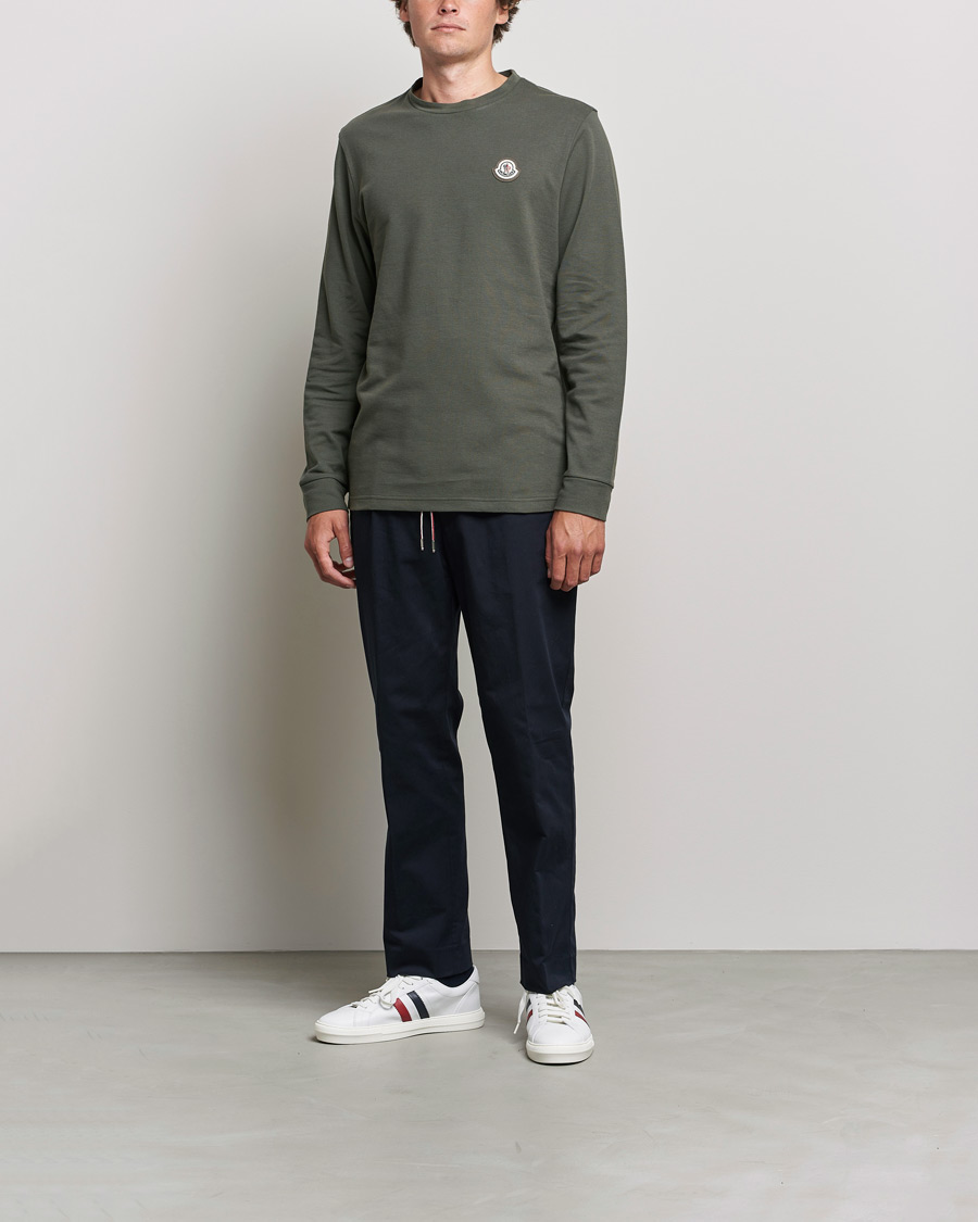 Uomini | T-shirt | Moncler | Long Sleeve Logo Patch T-Shirt Grey