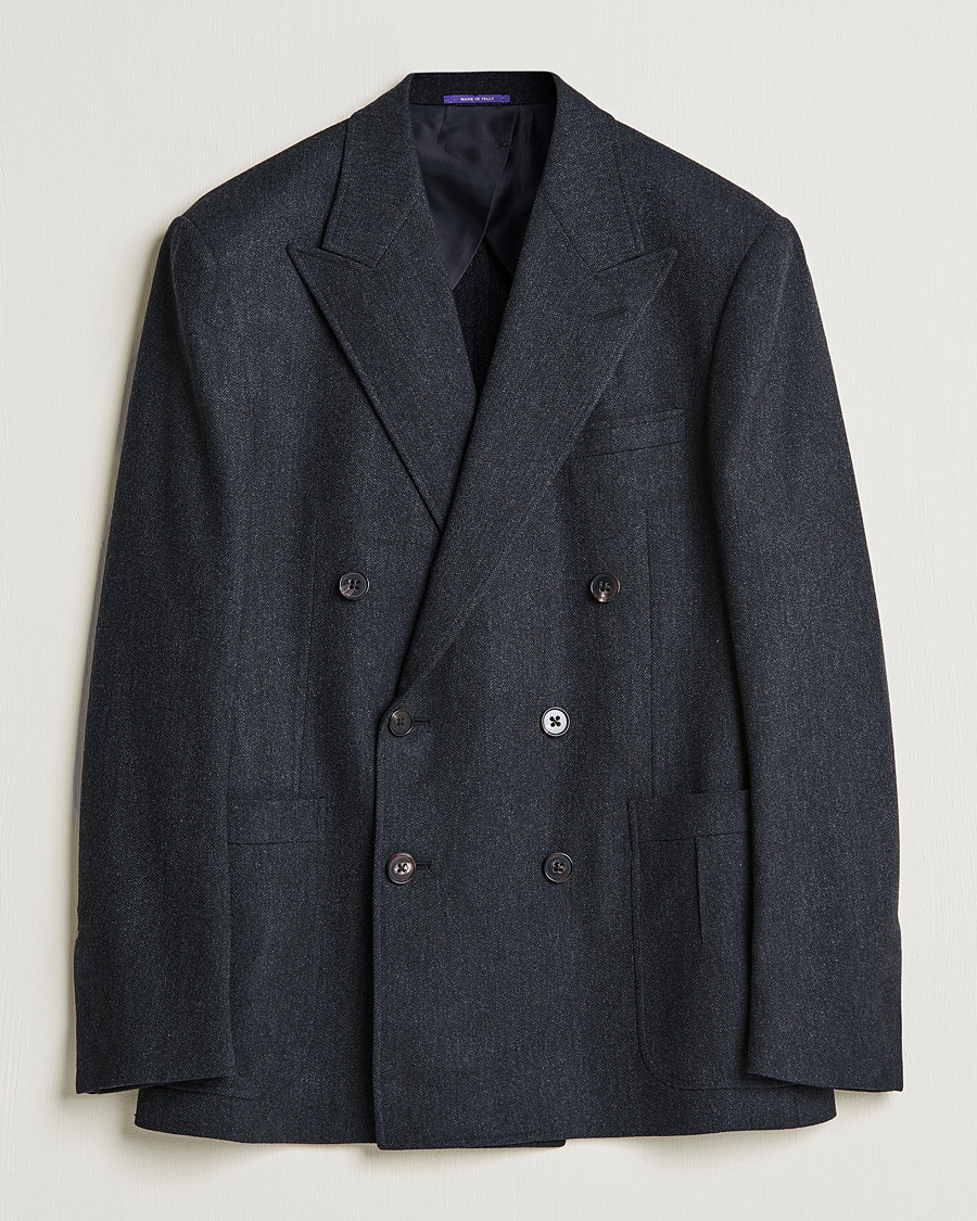 Uomini | Blazers | Ralph Lauren Purple Label | Double Breasted Flannel Sportcoat Dark Grey