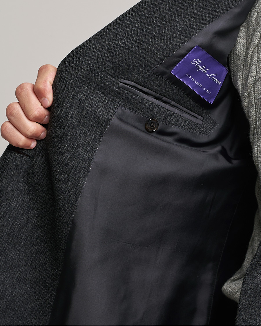 Uomini | Blazers | Ralph Lauren Purple Label | Double Breasted Flannel Sportcoat Dark Grey