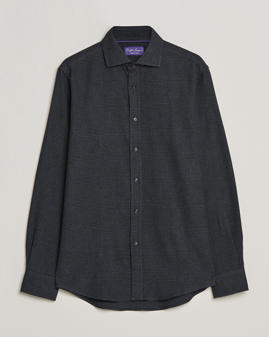Uomini | Camicie | Ralph Lauren Purple Label | Flannel Sport Shirt Dark Grey