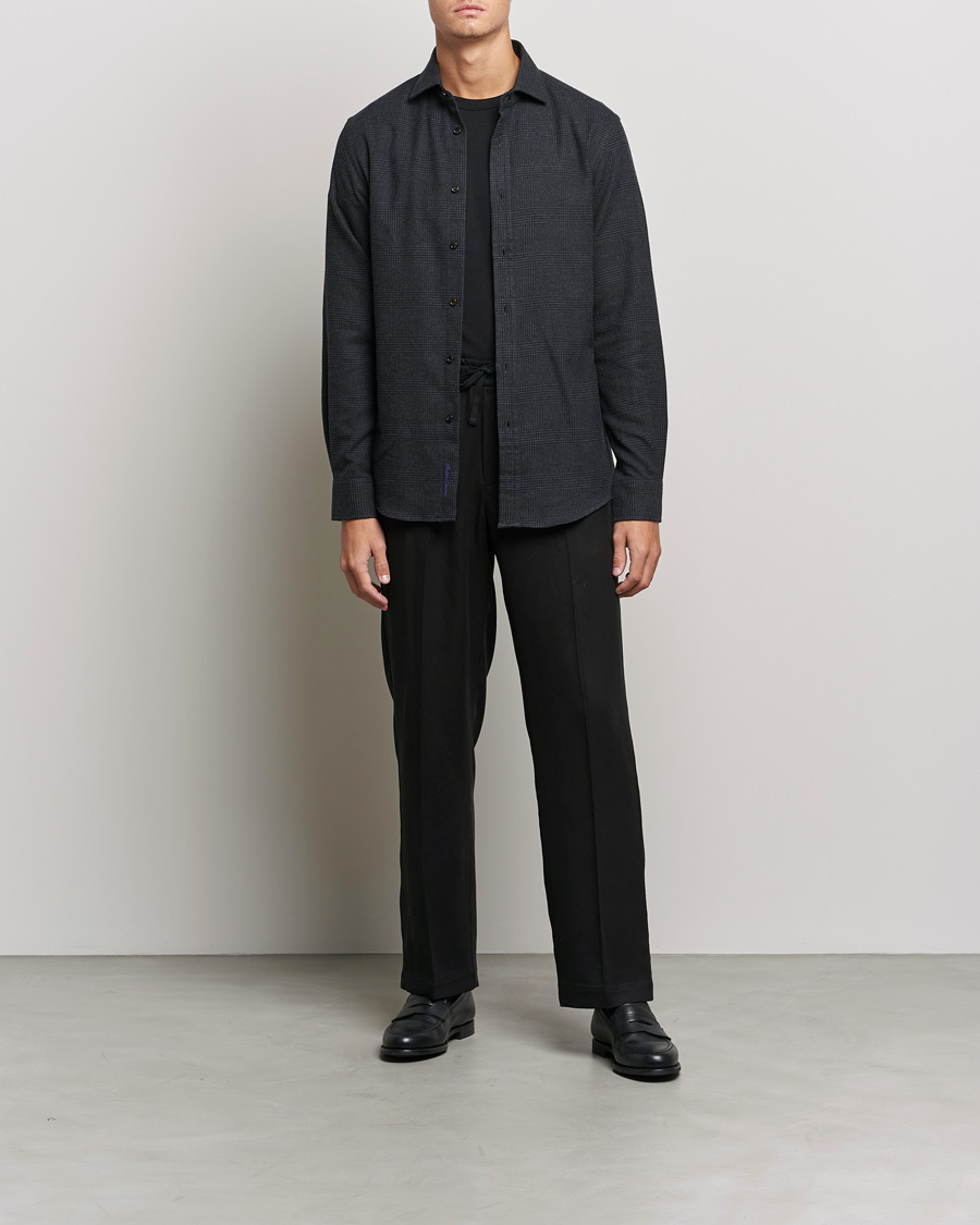 Uomini | Camicie | Ralph Lauren Purple Label | Flannel Sport Shirt Dark Grey