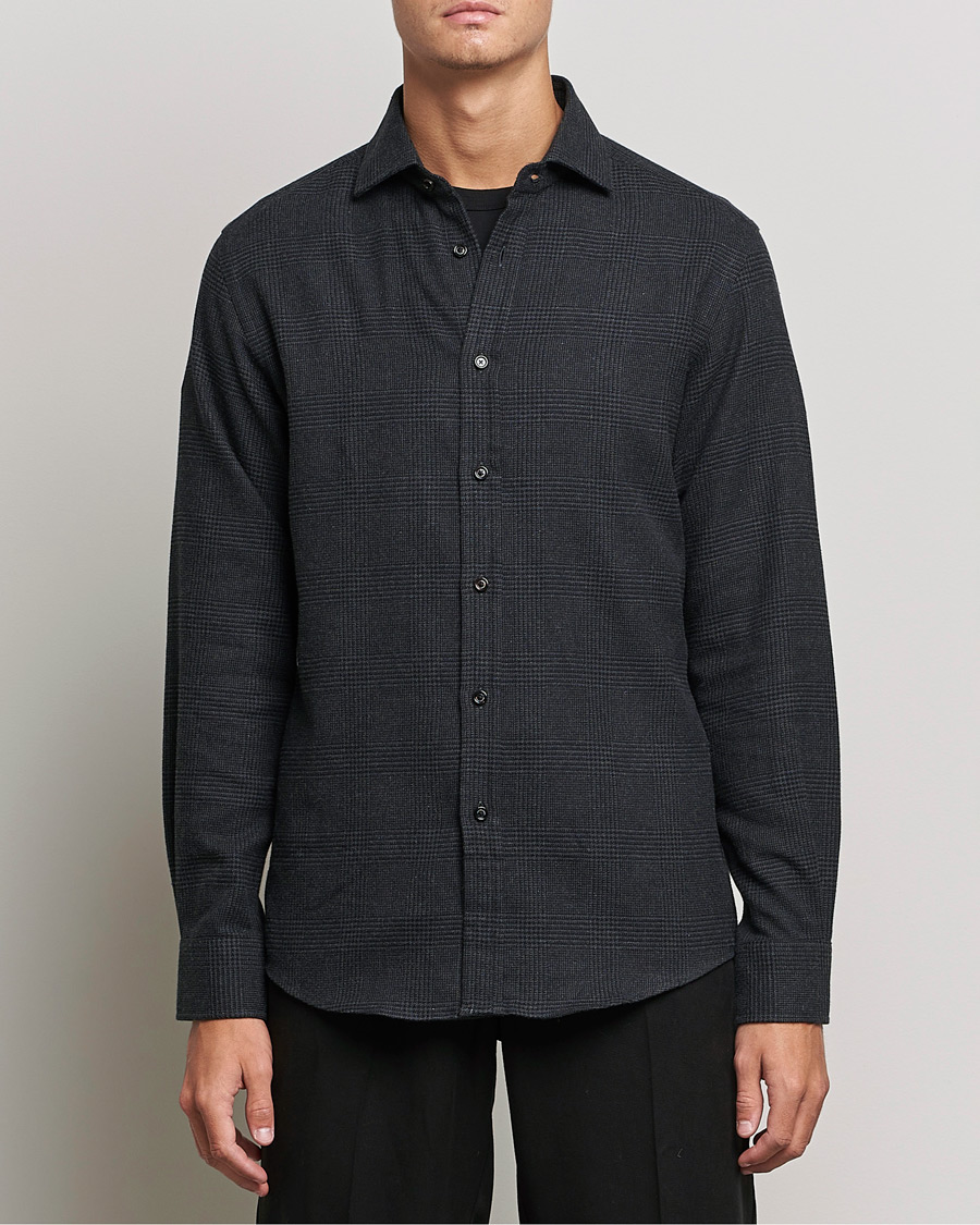 Uomini | Camicie | Ralph Lauren Purple Label | Flannel Sport Shirt Dark Grey