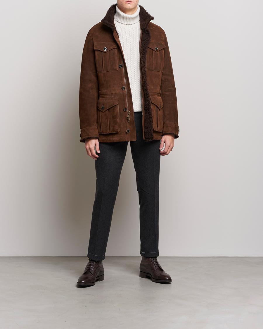 Uomini | Giacche | Ralph Lauren Purple Label | Shearling Field Jacket Chestnut