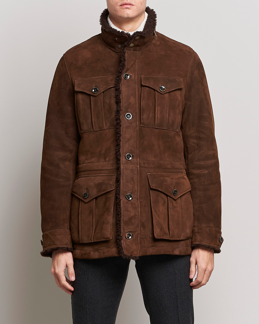 Uomini | Giacche | Ralph Lauren Purple Label | Shearling Field Jacket Chestnut