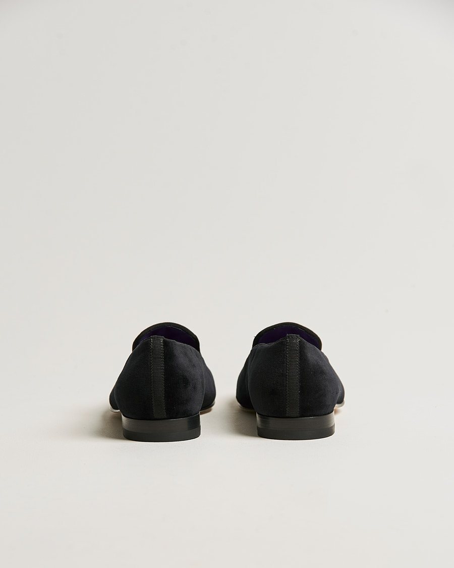 Uomini | Ralph Lauren Purple Label Velvet Embroidered Slippers Black | Ralph Lauren Purple Label | Velvet Embroidered Slippers Black