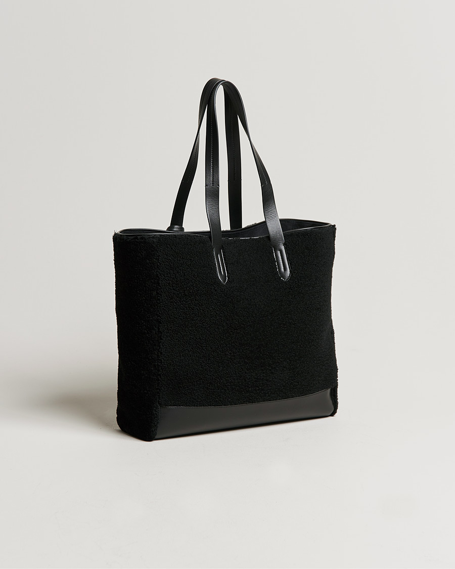 Uomini | Ralph Lauren Purple Label Shearling Tote Bag Black | Ralph Lauren Purple Label | Shearling Tote Bag Black