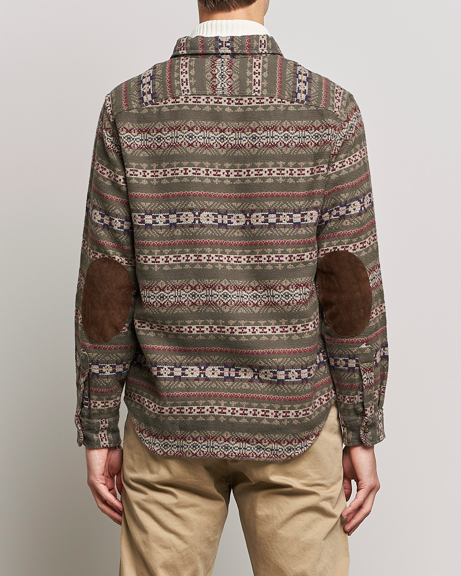 Uomini | Camicie | RRL | Melton Brushed Jacquard Overshirt Olive