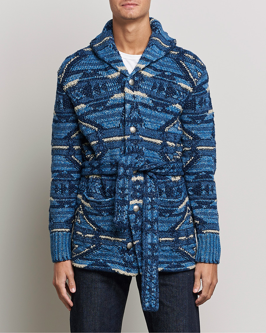 Uomini | Maglieria | RRL | Ranch Shawl Collar Cardigan Indigo Multi