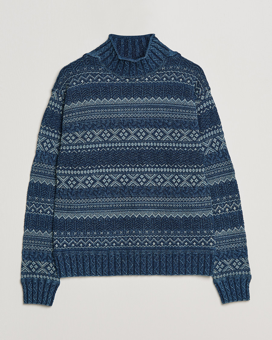 Uomini | Maglieria | RRL | Mock Neck Sweater Blue Indigo