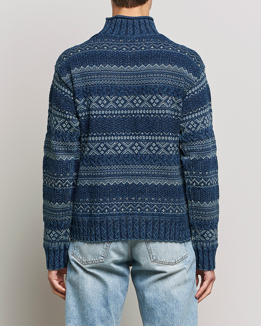 Uomini | Maglieria | RRL | Mock Neck Sweater Blue Indigo