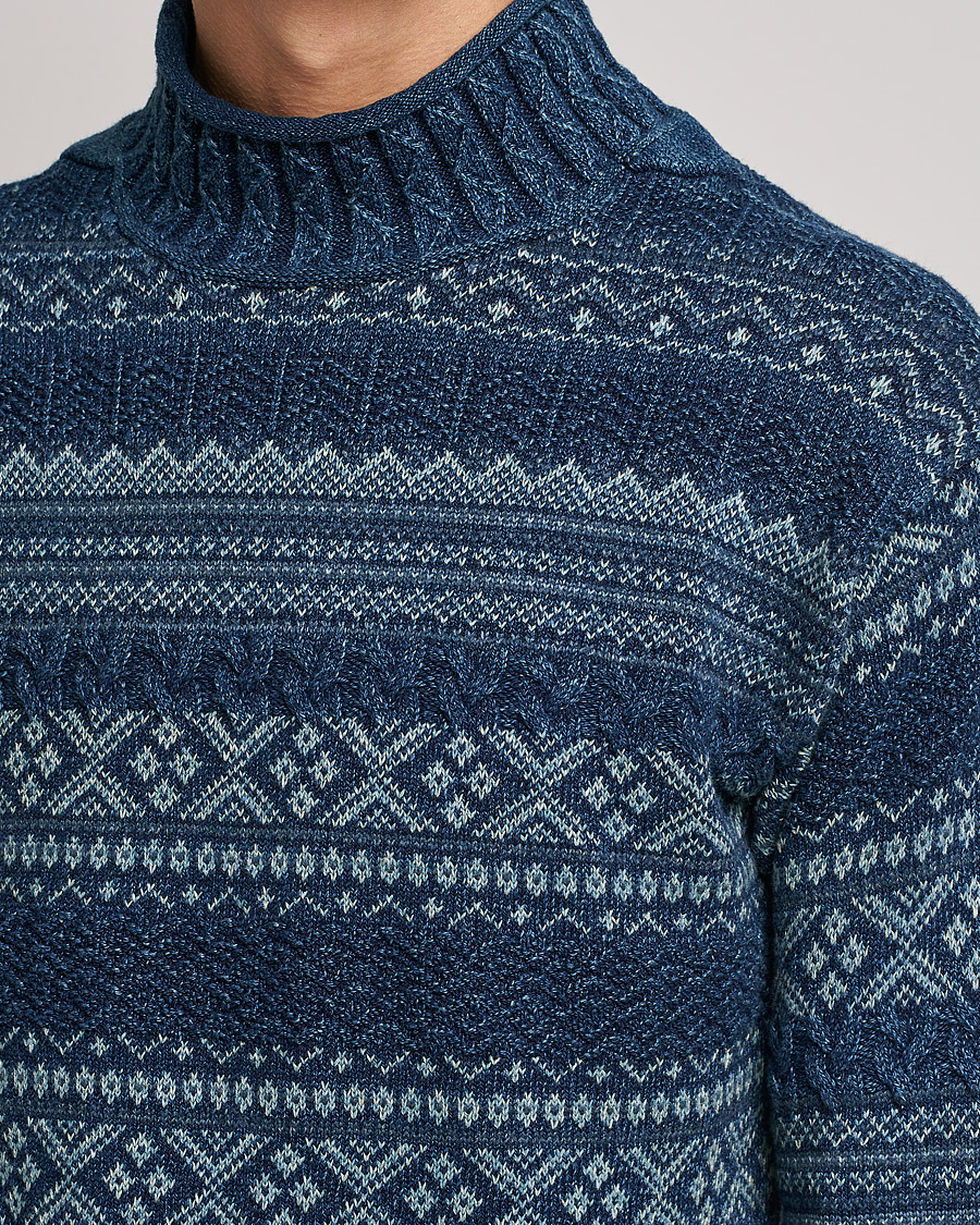 Uomini | Maglieria | RRL | Mock Neck Sweater Blue Indigo