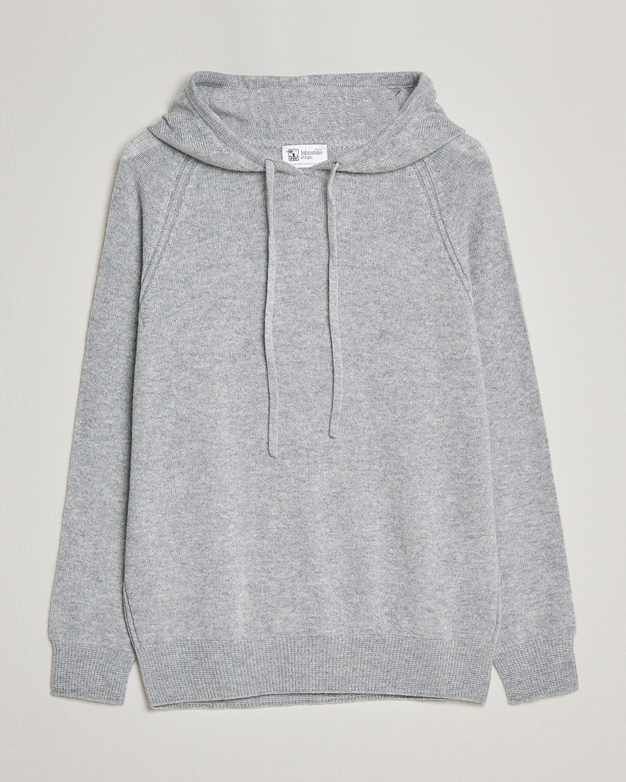 Uomini | Maglieria | Johnstons of Elgin | Seamless Cashmere Hoodie Silver