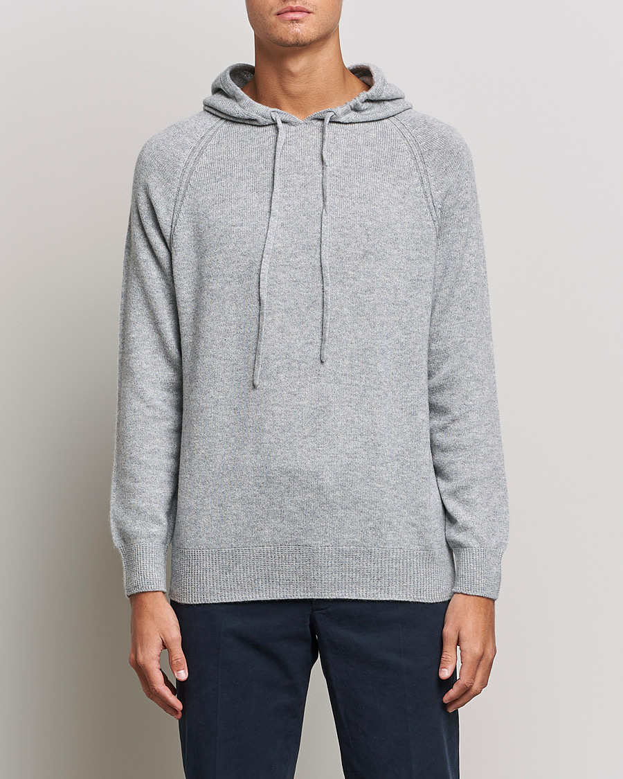 Uomini | Maglieria | Johnstons of Elgin | Seamless Cashmere Hoodie Silver