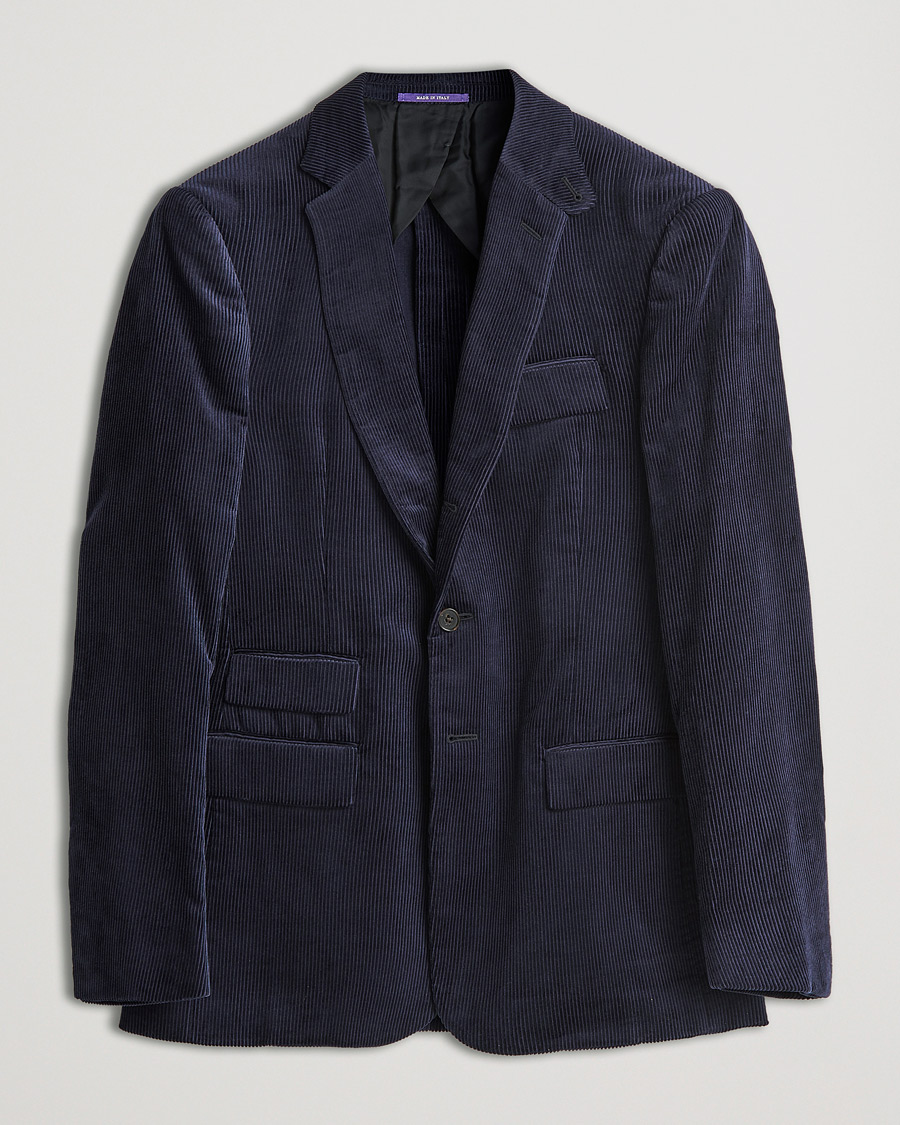 Uomini | Blazers | Ralph Lauren Purple Label | Wale Corduroy Blazer Chairman Navy