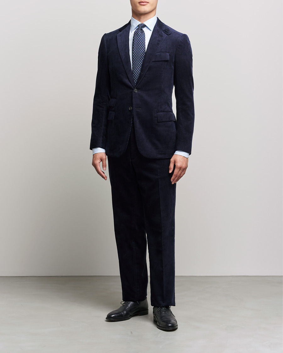 Uomini | Blazers | Ralph Lauren Purple Label | Wale Corduroy Blazer Chairman Navy