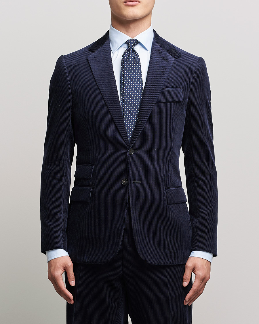Uomini | Blazers | Ralph Lauren Purple Label | Wale Corduroy Blazer Chairman Navy