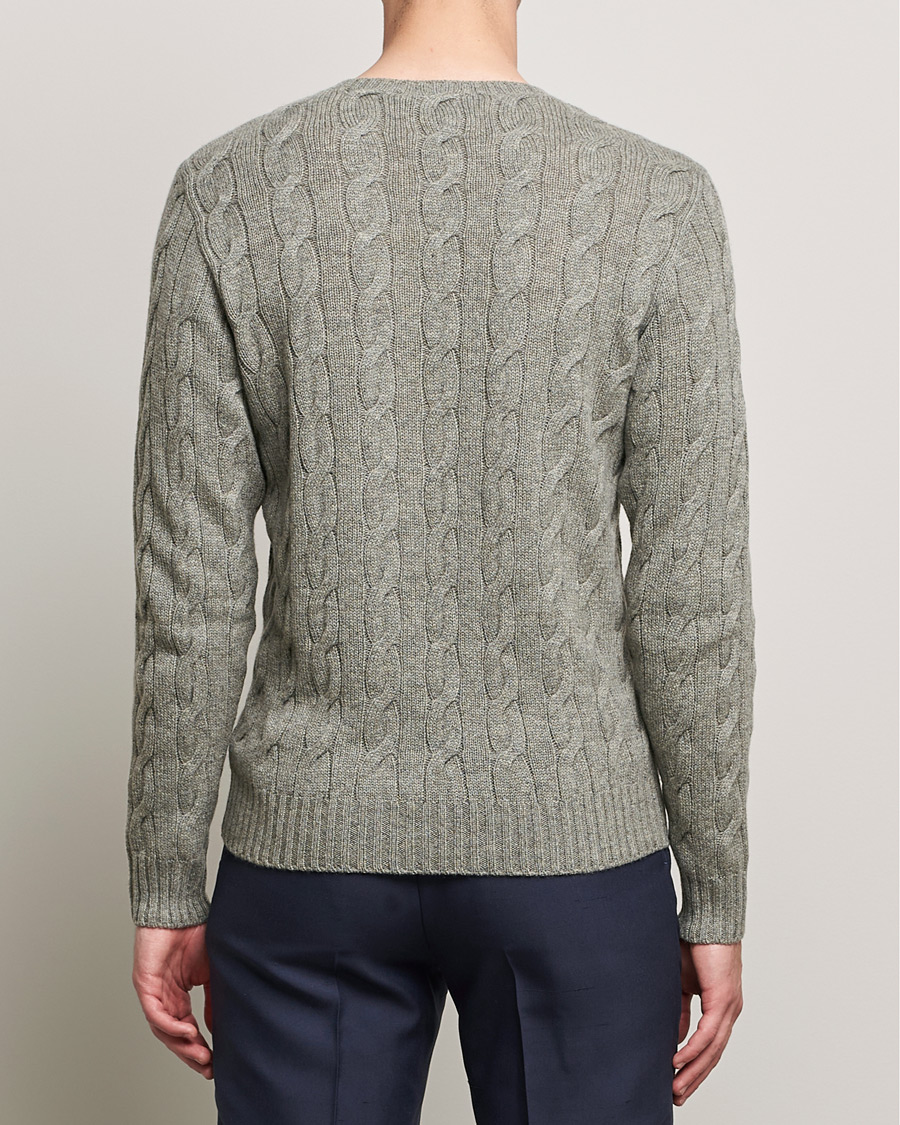 Uomini | Maglieria | Ralph Lauren Purple Label | Cashmere Cable Crewneck Light Grey