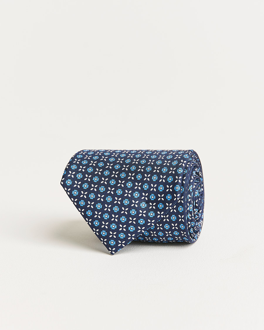 Uomini | E. Marinella 3-Fold Structured Silk Tie Dark Blue | E. Marinella | 3-Fold Structured Silk Tie Dark Blue