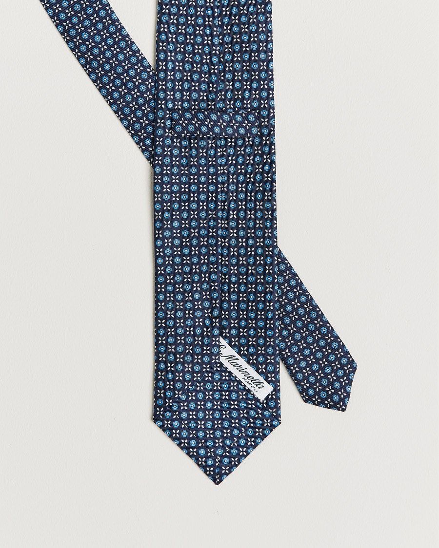 Uomini | E. Marinella 3-Fold Structured Silk Tie Dark Blue | E. Marinella | 3-Fold Structured Silk Tie Dark Blue