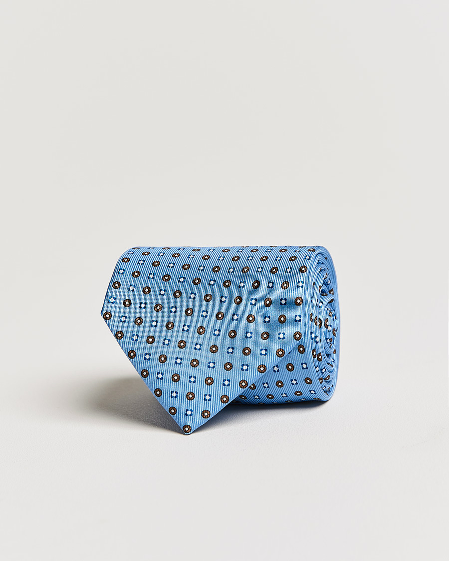 Uomini | E. Marinella 3-Fold Micro Dot Silk Tie Light Blue | E. Marinella | 3-Fold Micro Dot Silk Tie Light Blue