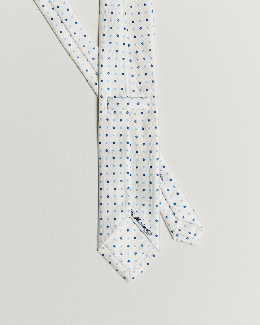 Uomini | E. Marinella 3-Fold Flower Silk Tie White | E. Marinella | 3-Fold Flower Silk Tie White