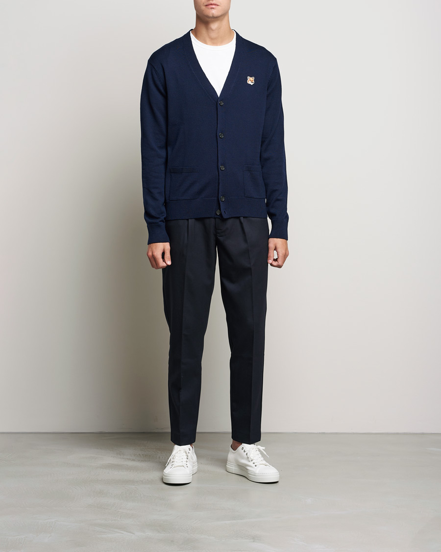 Uomini | Maglieria | Maison Kitsuné | Fox Head Wool Cardigan Navy