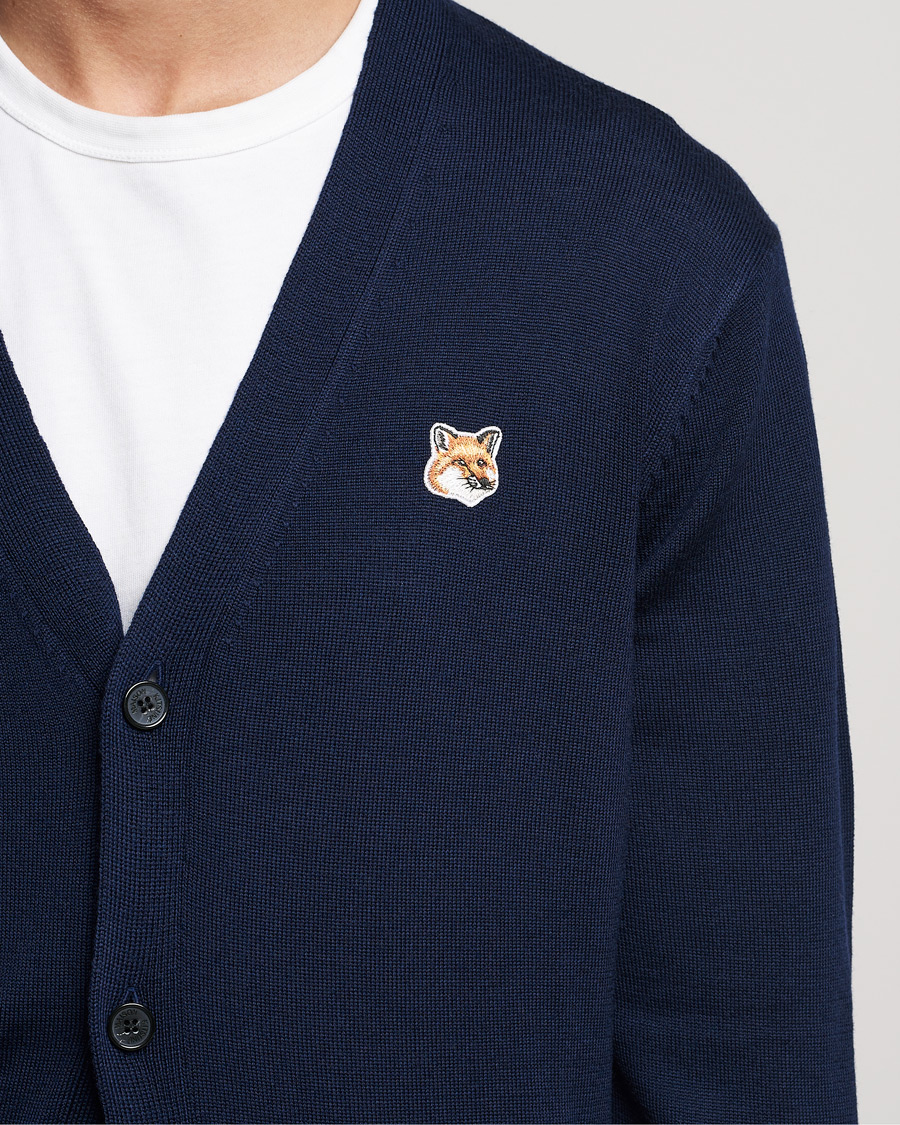 Uomini | Maglieria | Maison Kitsuné | Fox Head Wool Cardigan Navy